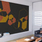 Geometric black wallpaper peel and stick wall mural, modern abstract dark wallpaper removable wall decoration