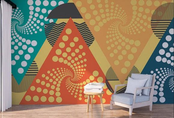 Geometric colorful photo wallpaper peel and stick wall mural art deco abstract scandinavian wall mural