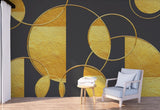 Black and gold wallpaper peel and stick wall mural art deco abstract geometric vinyl, canvas wallpaper