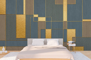 Abstract geometric vinyl wallpaper, peel and stick wall mural, modern canvas wallpaper