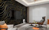 Abstract black and gold wallpaper peel and stick wall mural, removable art deco modern wallpaper minimalist bedroom wall decor