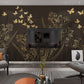 Brown floral wallpaper peel and stick wall mural, butterfly wallpaper, flower wall decals vinyl, canvas dark floral wallpaper