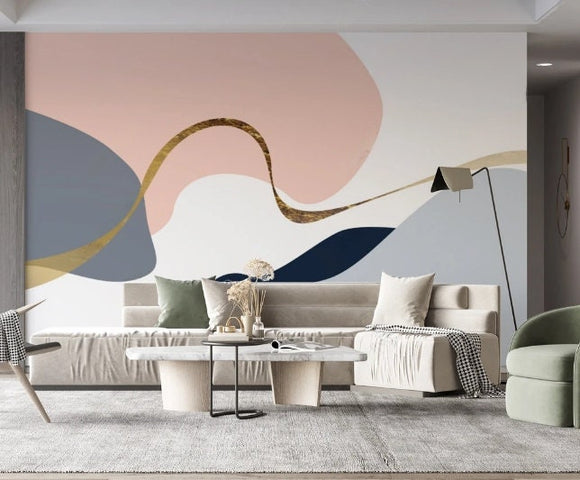 Mid century modern wallpaper peel and stick wall mural, accent wallpaper, abstract vinyl wallpaper, canvas wallpaper