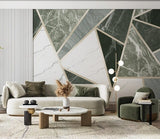 Green marble wallpaper peel and stick wall mural, Art deco geometric wall decal prints, abstract wallpaper