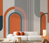 Mid century modern wallpaper peel and stick wall mural, accent wallpaper, geometric vinyl wallpaper, canvas wallpaper