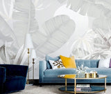 Banana leaf wallpaper, tropical leaf wallpaper peel and stick wall mural, vinyl wallpaper, gray floral wallpaper, banana leaf mural