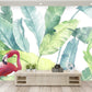 Banana leaves decor wallpaper, tropical leaf removable wallpaper, modern banana leaves print wall mural peel and stick