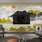 Gold mountain wallpaper peel and stick wall mural prints, japanese wallpaper, asian wallpaper, bedroom, living room wall decor