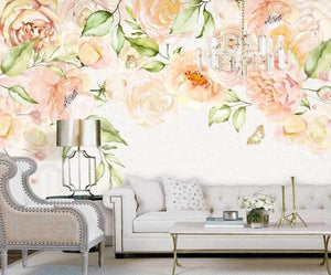 Peony wallpaper peel and stick wall mural prints, flower wallpaper, botanical removable wallpaper, flower wall decals