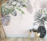 Tropical wallpaper peel and stick wall mural, monstera leaf wallpaper, leaf wallpaper modern vinyl wallpaper, green leaves banana wallpaper