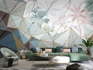 Geometric wallpaper peel and stick, tropical wallpaper, marble wallpaper, leaf removable wallpaper, self adhesive exotic wall mural