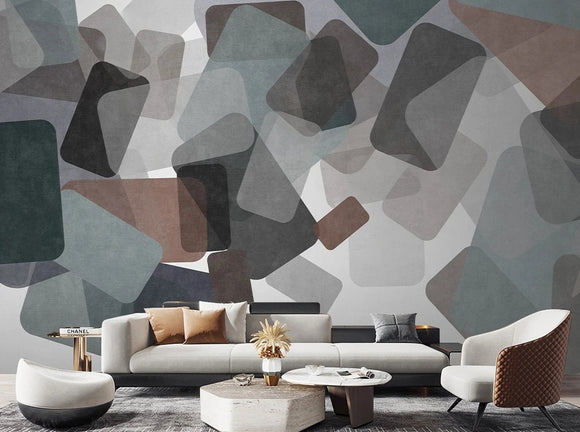 Geometric abstract wallpaper peel and stick 3d wall mural, removable wallpaper, vinyl wall murals, canvas wallpaper