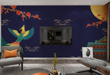Asian wallpaper peel and stick wall mural, japanese wallpaper, chinoiserie self adhesive, vinyl wall mural prints, mangrove mural