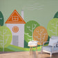 Kids peel and stick wall mural, nursery self adhesive wallpaper, accentual baby boy canvas wallpaper, forest wallpaper, farmhouse decal