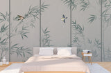 Extra large bamboo self adhesive wall mural, tropical peel and stick wallpaper, temporary asian photo mural, removable green photo wallpaper
