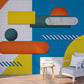 Large nursery peel and stick wallpaper, self adhesive geometrical wall mural, removable colorful photo mural, wall decal for baby boy