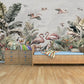 Large tropical self adhesive wall mural, beel and stick botanical wallpaper, accentual flamingo wallcovering, banana leaf canvas wallpaper