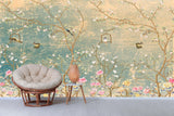 Extra large japanese wallpaper, peel and stick chinoiserie wall mural, self adhesive sakura blossom wallpaper, accentual botanical wallpaper