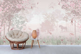 Fairy peel stick wallpaper, cherry blossom self adhesive wall mural, accentual pink wallpaper, extra large removable nursery wallcovering