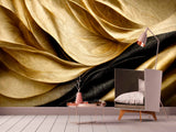Extra large 3d wallpaper, abstract self adhesive wall mural, gold black peel and stick wallpaper, luxury accentual bedroom photo wallpaper