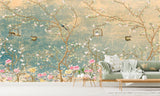 Extra large japanese wallpaper, peel and stick chinoiserie wall mural, self adhesive sakura blossom wallpaper, accentual botanical wallpaper