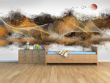 Extra large abstract wallpaper, self adhesive Japanese wall mural, contemporary peel and stick wallpaper, temporary bedroom wallcovering